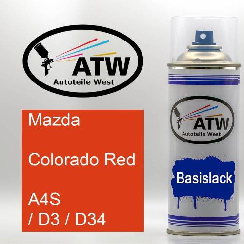 Mazda, Colorado Red, A4S / D3 / D34: 400ml Sprühdose, von ATW Autoteile West.